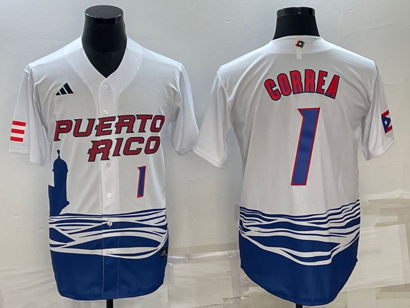 Men 2023 World Cub 1 Correa White MLB Jersey